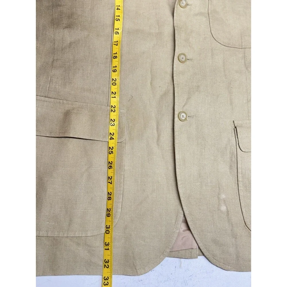 Polo Ralph Lauren Sport Blazer Mens XL Khaki Linen Safari Coat Jacket
